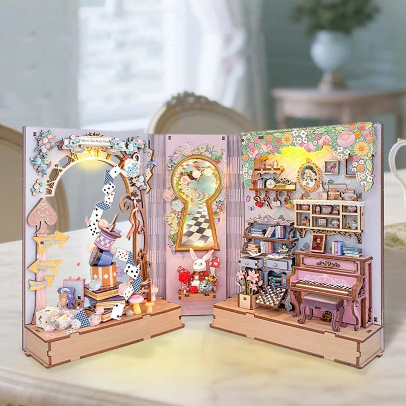 Diy Wooden Book Nook Kit Shelf Insert - Miniature Model Kit DIY Wooden Princess's